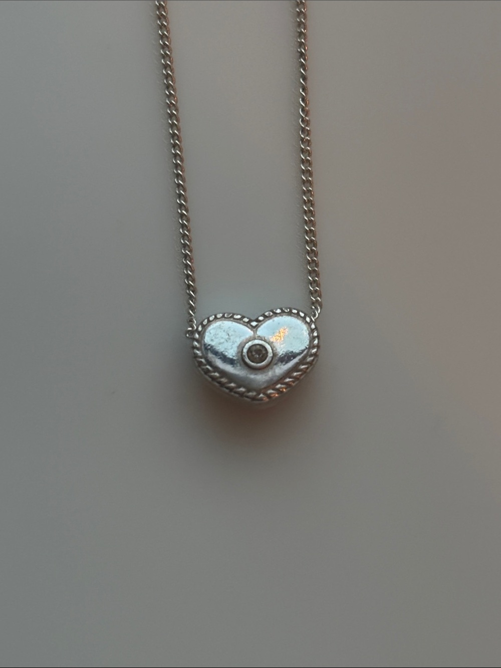 Brighton Silver Heart Pendant Necklace with Center Stone